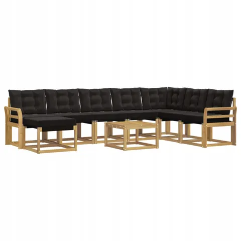 vidaXL Ensemble de canapés d'extérieur 9 pc Blanc et noir – 819086 – image 1
