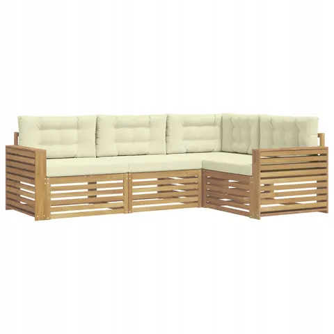 vidaXL Ensemble de canapés d'extérieur 4 pc Blanc et crème Polyester – 827586 – image 1