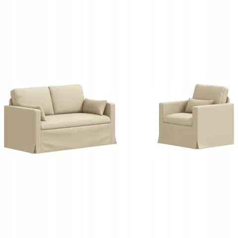 vidaXL Ensemble de Canapés 2 pc Crème tissu – 373853 – image 1