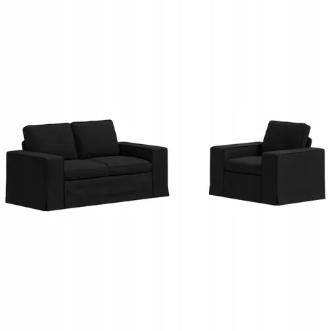 vidaXL Ensemble de Canapés 2 pc Noir tissu – 373891 – image 1