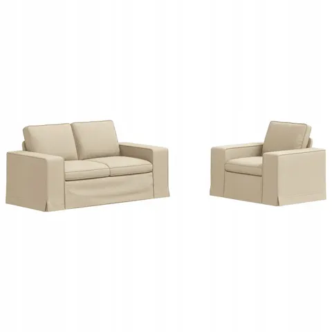 vidaXL Ensemble de Canapés 2 pc Crème tissu – 373921 – image 1