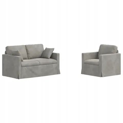 vidaXL Ensemble de Canapés 2 pc Gris clair Velours – 373945 – image 1
