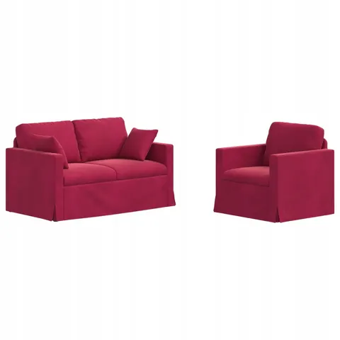 vidaXL Ensemble de Canapés 2 pc Bordeaux Velours – 373990 – image 1