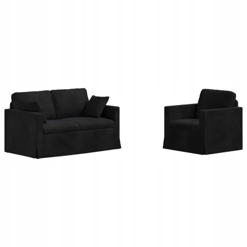vidaXL Ensemble de Canapés 2 pc Noir Velours – 374003 – image 1