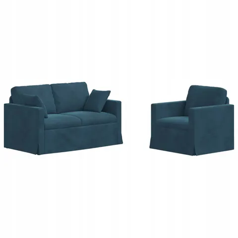 vidaXL Ensemble de Canapés 2 pc Bleu Velours – 374027 – image 1