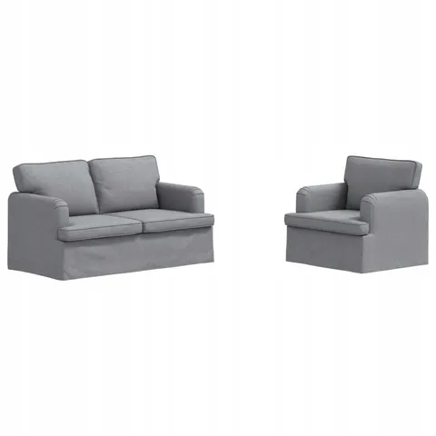 vidaXL Ensemble de Canapés 2 pc Gris clair tissu – 374034 – image 1