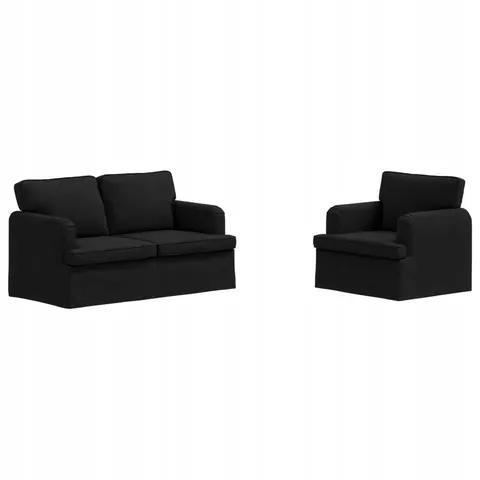vidaXL Ensemble de Canapés 2 pc Noir tissu – 374058 – image 1
