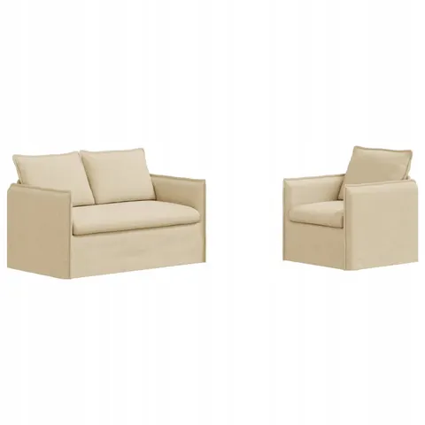 vidaXL Ensemble de Canapés 2 pc Crème Tissu – 374157 – image 1