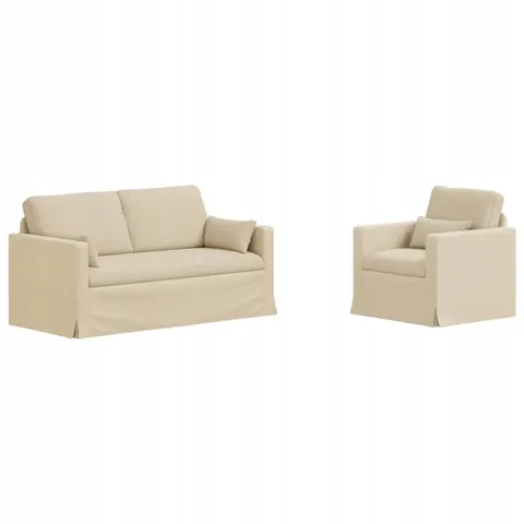 vidaXL Ensemble de Canapés 2 pc Crème tissu – 374294 – image 1