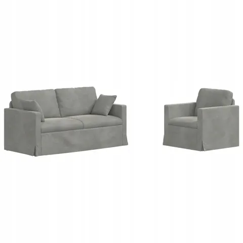 vidaXL Ensemble de Canapés 2 pc Gris clair Velours – 374386 – image 1
