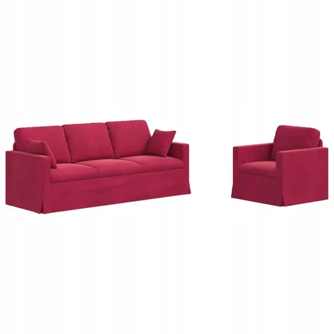 vidaXL Ensemble de Canapés 2 pc Bordeaux Velours – 374874 – image 1