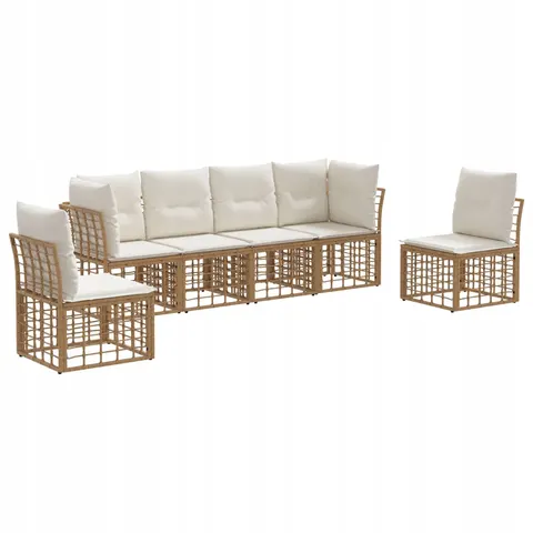 vidaXL Ensemble de canapés d'extérieur Naturel Polyester – 555704 – image 1