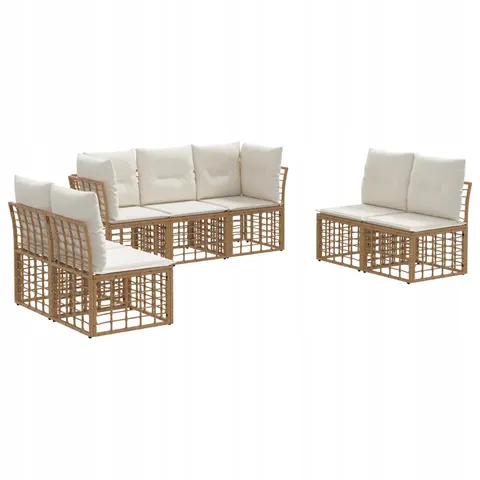 vidaXL Ensemble de canapés d'extérieur Naturel Polyester – 555742 – image 1