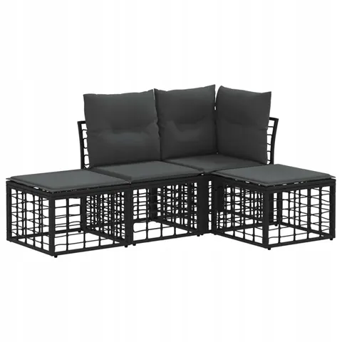 vidaXL Ensemble de canapés d'extérieur 4 place Noir Polyester – 555834 – image 1