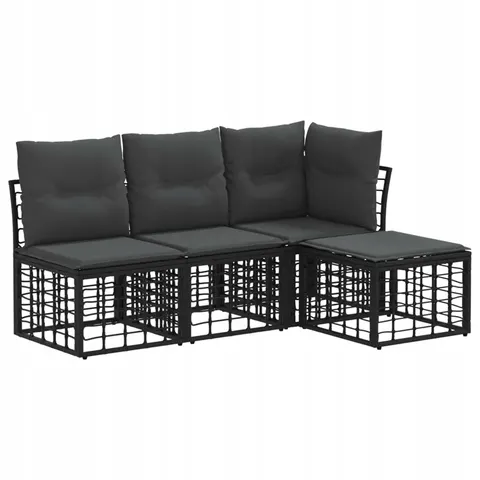 vidaXL Ensemble de canapés d'extérieur 4 place Noir Polyester – 555872 – image 1