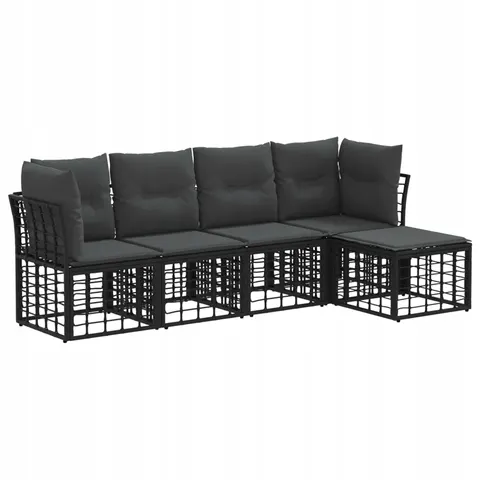 vidaXL Ensemble de canapés d'extérieur 5 place Noir Polyester – 555995 – image 1