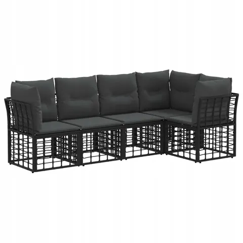 vidaXL Ensemble de canapés d'extérieur 5 place Noir Polyester – 556077 – image 1