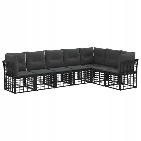 vidaXL Ensemble de canapés d'extérieur Noir Polyester – 556190 – image 1