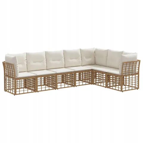 vidaXL Ensemble de canapés d'extérieur Naturel Polyester – 556206 – image 1