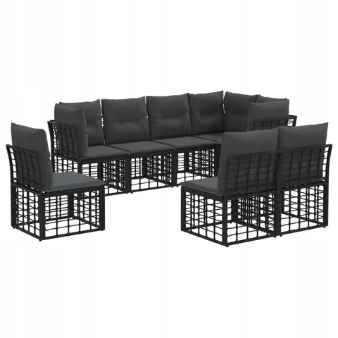 vidaXL Ensemble de canapés d'extérieur Noir Polyester – 556237 – image 1