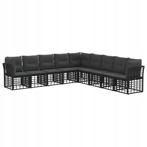 vidaXL Ensemble de canapés d'extérieur 9 place Noir Polyester – 556275 – image 1