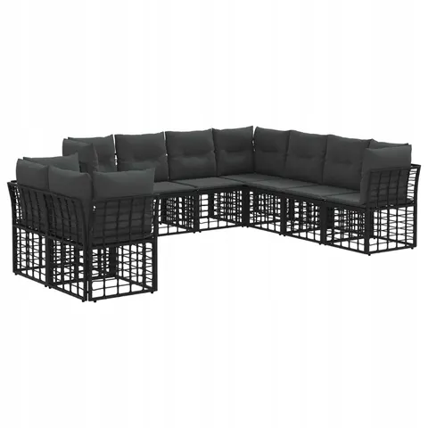 vidaXL Ensemble de canapés d'extérieur 9 place Noir Polyester – 556398 – image 1