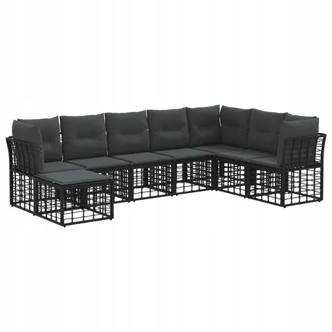 vidaXL Ensemble de canapés d'extérieur 8 place Noir Polyester – 556732 – image 1