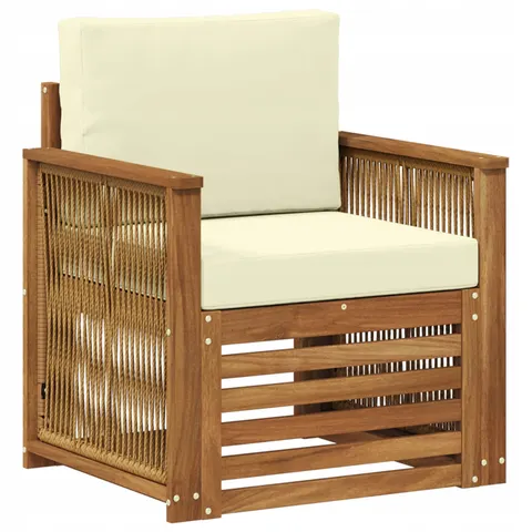 vidaXL Sofa de milieu extérieur Naturel et Crème Bois d'Acacia Massif – 649427 – image 1