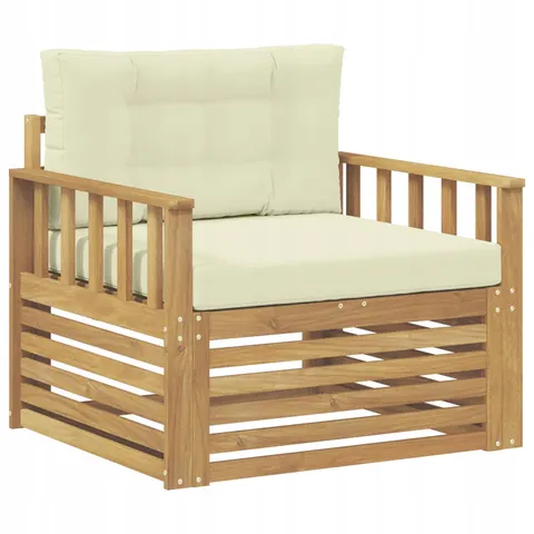 vidaXL Canapé d’extérieur Polyester Blanc et crème – 651550 – image 1