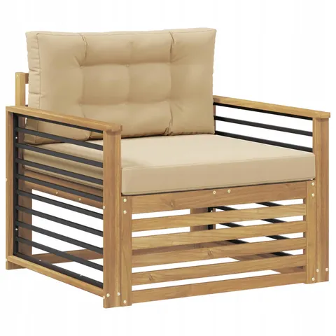 vidaXL Canapé d’extérieur Polyester Blanc et beige – 651789 – image 1