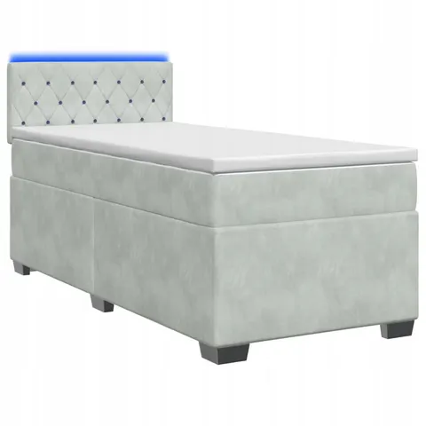 vidaXL Lit de box spring avec matelas et LED Gris clair Simple Velours – 946914 – image 1