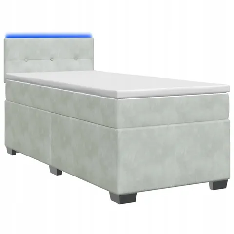 vidaXL Lit de box spring avec matelas et LED Gris clair Simple Velours – 946938 – image 1
