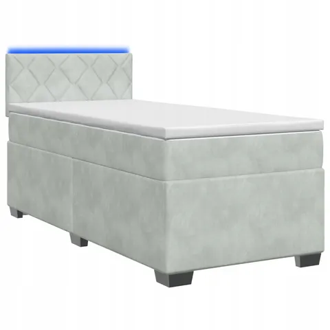 vidaXL Lit de box spring avec matelas et LED Gris clair Simple Velours – 946952 – image 1