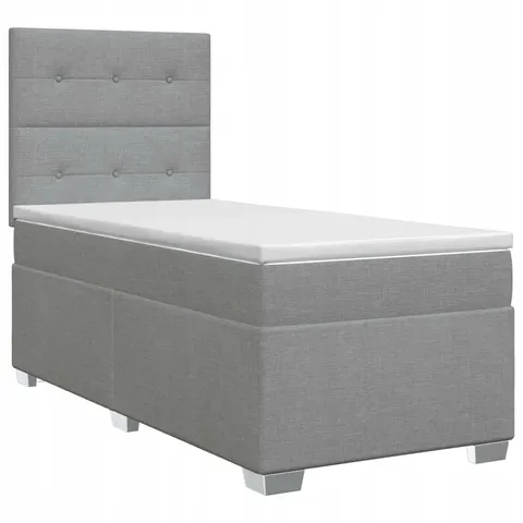 vidaXL Lit boxspring avec matelas Gris clair Simple Tissu – 959358 – image 1