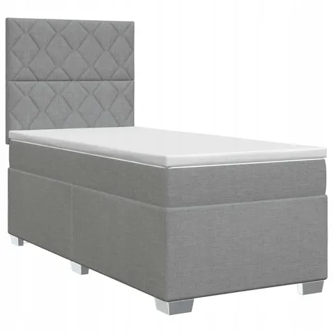 vidaXL Lit boxspring avec matelas Gris clair Simple Tissu – 959372 – image 1