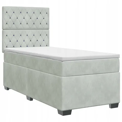 vidaXL Lit boxspring avec matelas Gris clair Simple Velours – 961559 – image 1