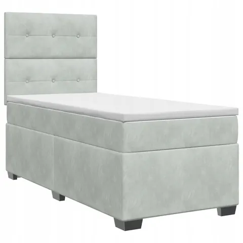 vidaXL Lit boxspring avec matelas Gris clair Simple Velours – 961573 – image 1