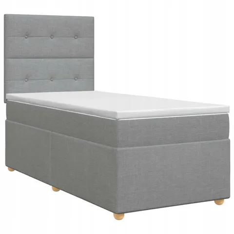 vidaXL Lit boxspring avec matelas Gris clair Simple Tissu – 964123 – image 1