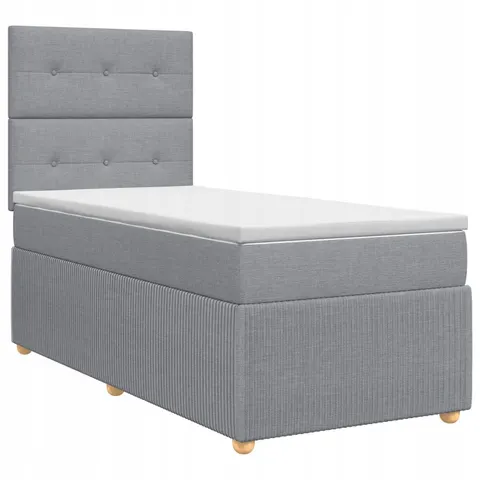 vidaXL Lit boxspring avec matelas Gris clair Simple Tissu – 971206 – image 1