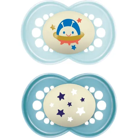 MAM Original Night 6m+ dummy Turquoise 2 pc – image 1