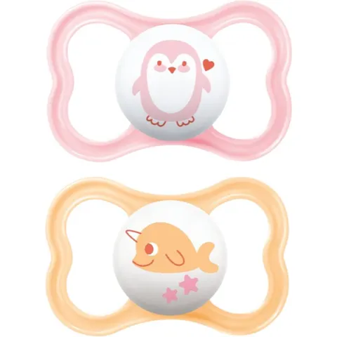 MAM Air 6+ months dummy Pink/ Orange 2 pc – image 1