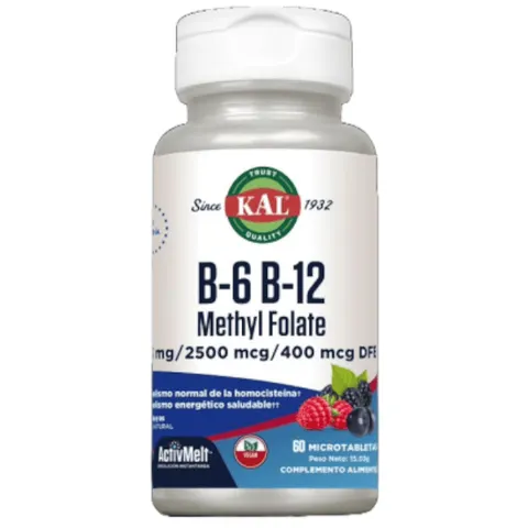 KAL B-6 B-12 con Methyl Folate 60 Comprimidos Sublinguales – imagen 1