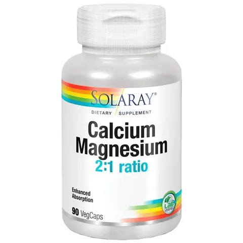 Solaray Calcium and Magnesium 90 Vegetable Capsules – image 1