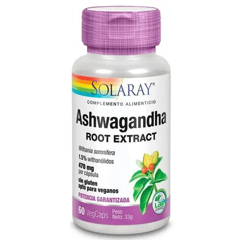 Solaray Ashwagandha 470 mg 60 Vegetable Capsules – image 1