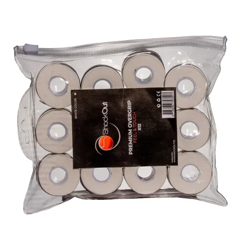Bolsa Shockout X12 Overgrips Premium Blanco Liso – imagen 1
