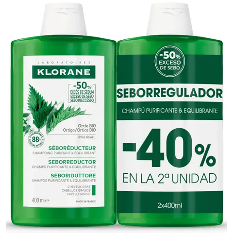 Klorane Pack Duplo Champú Extracto De Ortiga 400ml – imagen 1