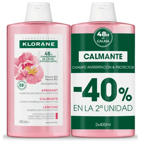 Klorane Champu Peonia 2x400 ml – imagen 1