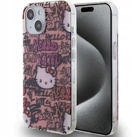 Hello Kitty IML Serie - iPhone 13 Hardcase - Graffiti Design - Roze – afbeelding 1