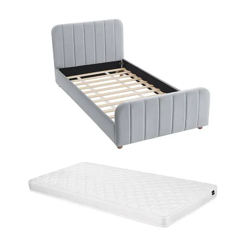 Vente-unique Bedframe fluweel grijs 90 x 190 cm – afbeelding 1