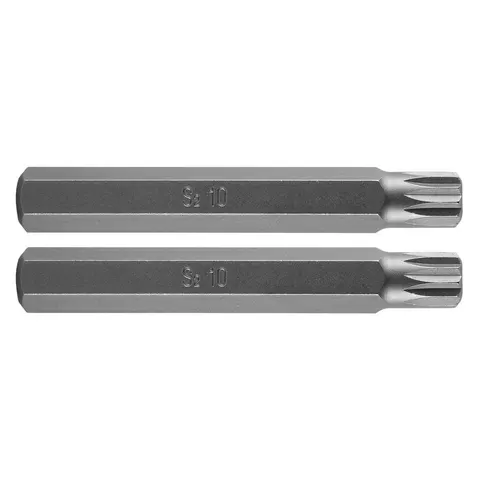 Spline Bit M10 x 75 mm, S2 Staal, 2 Stuks – afbeelding 1